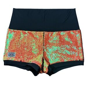 DERBY KISS Womens high‎ waist color changing sequin shorts Festival/Dance - XL